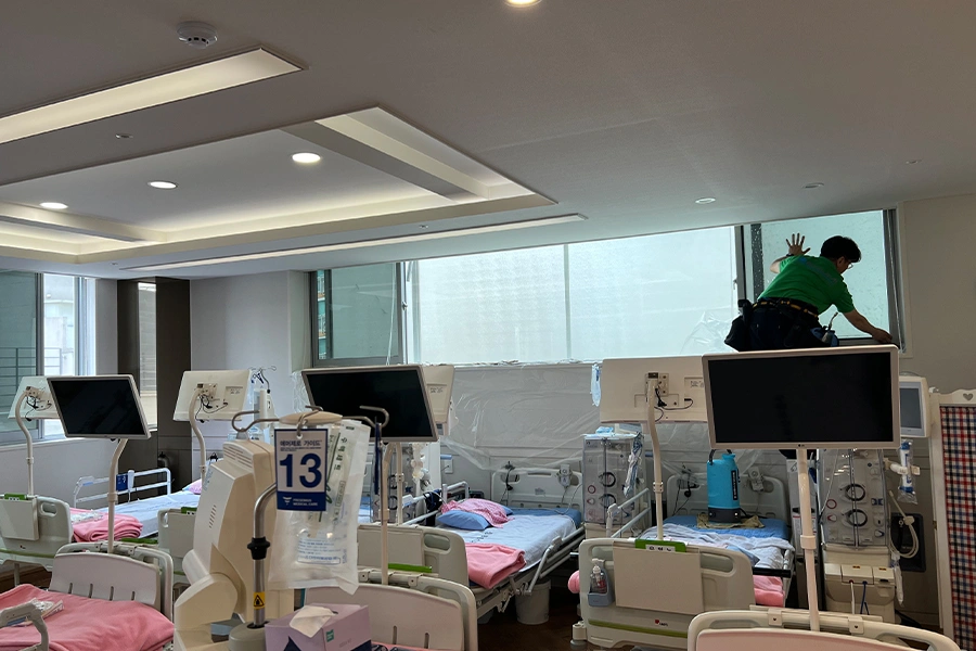 성북 정릉 아산내과 인공신장실 창문 썬팅필름 재시공